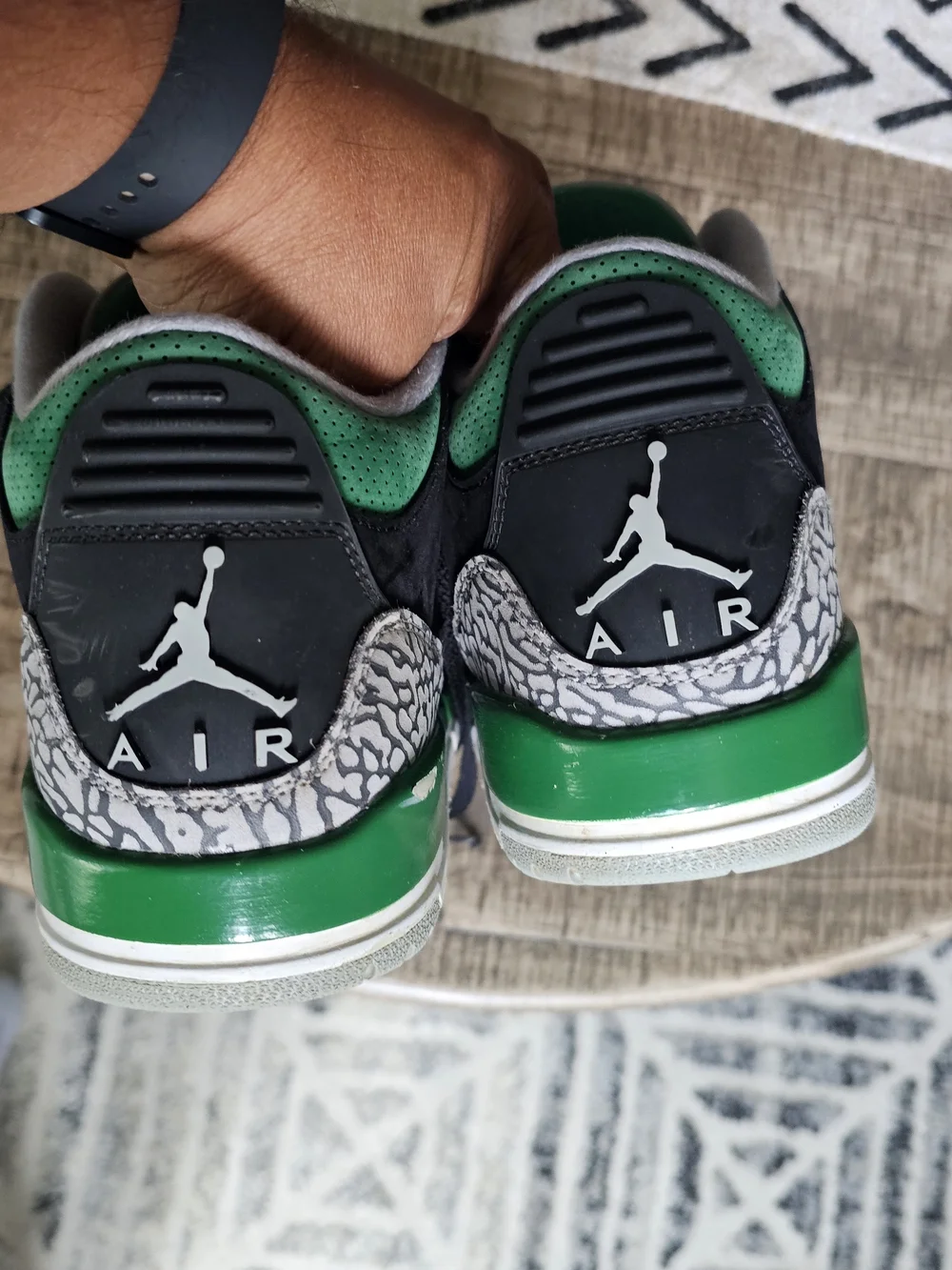 Jordan Men’s Black, White & Green Athletic Shoes
